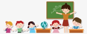 Student Teacher Cartoon - Teacher And Students Png