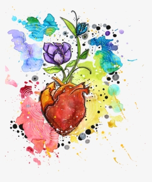 Heart,flower, Watercolours, Colour Splash - Heart
