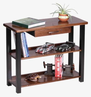 Bookshelf Table With Drawer, Black Walnut