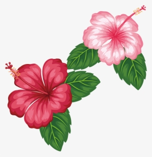 Royalty Free Flower Tropics Clip Art Red - Imagenes De Hojas Con Flores Verdes Y Rojas