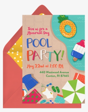 Pool Party Invitation Png - Pool Party Invitation