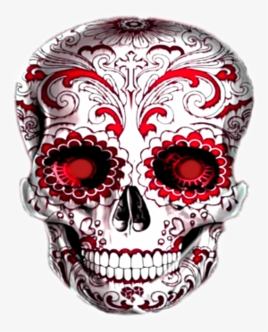Sugarskull Skull Skullface Skullhead Red Black & White - Red And Black Sugar Skull