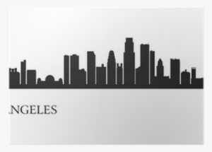 Los Angeles City Skyline Silhouette Background Poster - Buildings Black And White Clipart