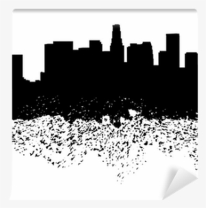 Los Angeles Skyline Grunge Silhouette Illustration - Los Angeles Skyline With Perspective T Pillow Case