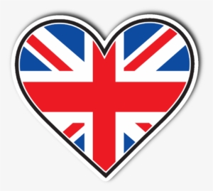 British Flag Union Jack Heart Vinyl Die Cut Sticker - England In Heart