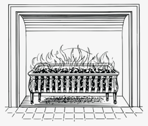 Free Clipart Of A Fireplace - Fireplace Black And White