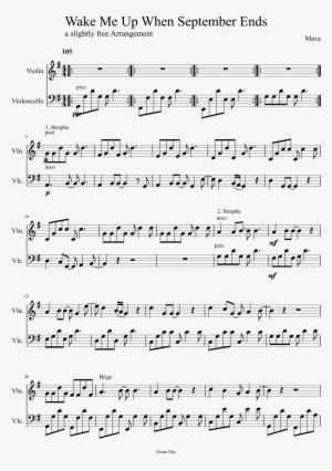 Wake Me Up When September Ends Sheet Music Composed - Горькая Луна