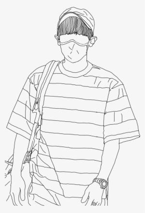 Clip Art Black And White Library Exo Parkchanyeol Boy - Line Art