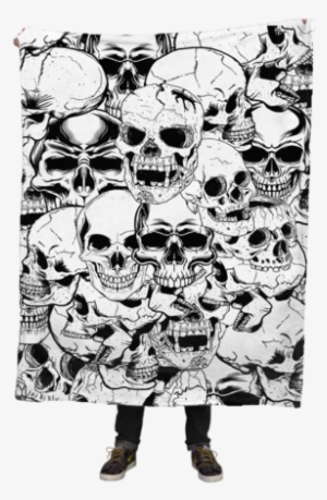 Pile Of Skulls Fleece Blanket - Brave New Look Skulls All Over These Women's Canvas