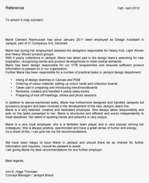 Letter Of Recomendation Jackpot - Insurance