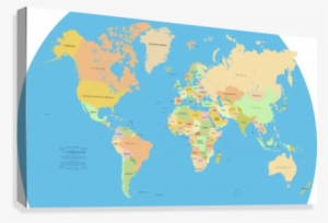 Vector World Map Canvas Print - Accurate World Map Countries
