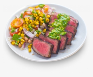 Steak With Chimichurri Sauce, Corn And Rice Salad - Steak