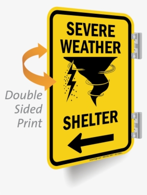 Severe Weather Shelter Left Arrow Double Sided Sign - Myparkingsign Caution Watch For Vehicles Exiting Garage