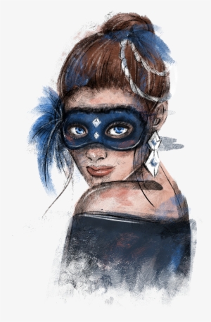 Dame Met Masker In Blauw