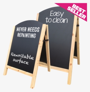 Natural Wooden Framed Chalkboard A-board With Reversible - Wall Panel