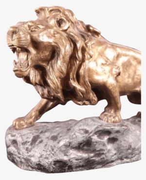 Bronze Lion On Stone - Png Of Lion Statue