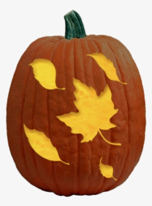 Falling Leaves Pumpkin Carving Pattern - Jack-o'-lantern