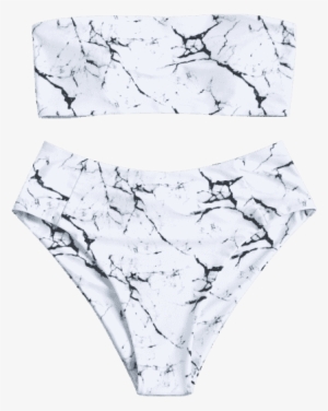 Clip Art Transparent Print High Waisted Bandeau Bikini - Marble High Waisted Bikini