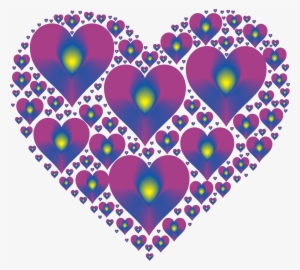 Purple Blue Hearts In The Shape Of A Heart - Un Corazon De Corazones