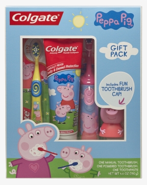 Colgate Kids Toothbrush, Toothpaste, Toothbrush Cap - Peppa Pig