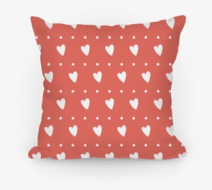 Coral Hearts And Dots Pattern Pillow - Cushion