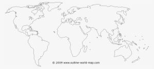 Blank World Map With Transparent Continents, Transparent - Blank World Map Outline