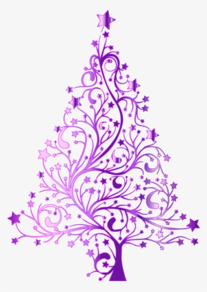 Starry - Purple Christmas Tree Transparent Background