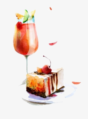 Svg Free Cocktail Drawing Food - Birthday Wishes With A Cake And Wine