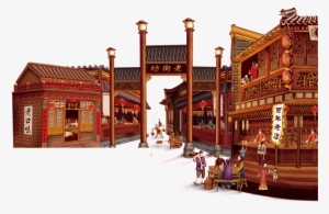 Hand Painted Cartoon Ancient City Decoration Vector - 2019 新年 海报
