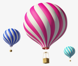 Three Hot Air Balloon Transparents - Pink Air Balloon