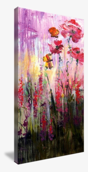"butterflies Frolicking Painting By Ginette" By Ginette - Gallery-wrapped Canvas Art Print 27 X 48 Entitled Bees