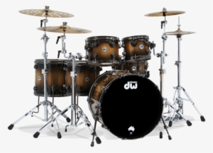 Dw Signature Maple Broken Glass Drum Kit - Tama Superstar Hyperdrive Flat Black