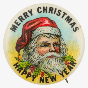 Merry Christmas Happy New Year - Vintage Santa Claus Pin Merry Christmas Happy Year