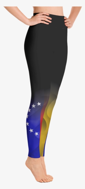 Women's Black "organic Venezuela Flag" - Yoga Pants Fabric