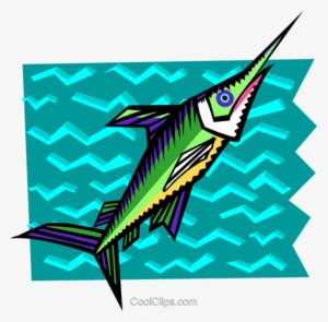 Stylized Swordfish Royalty Free Vector Clip Art Illustration - Sword Fish Clipart