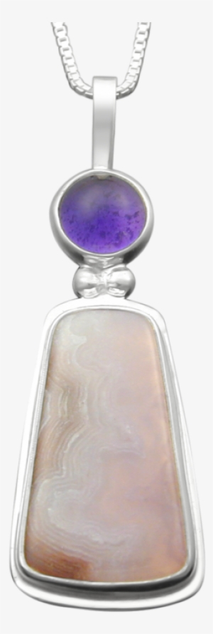 2 Ball Sheet Pendant With Purple Agate And Amethyst - Agate