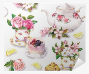 Flowers, Teacup, Cake, Teapot - Teacup Watercolor Floral Free
