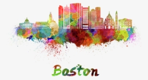 Bleed Area May Not Be Visible - Boston Skyline Watercolor