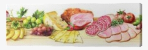 Panoramic Image Of Smoked Meat, Sausages And Cheese - Meat