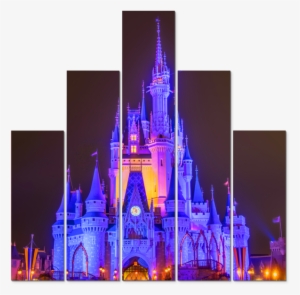 5 Piece Canvas Art Disney Fine Prints On William Drew - Disney World, Cinderella Castle