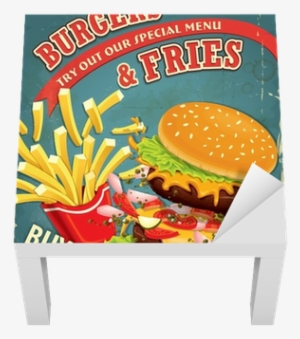 Vintage Burgers With Fries Set Poster Design Lack Table - Vintage Burger Poster