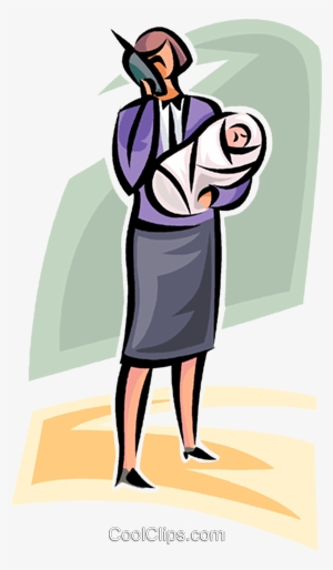 Woman With A Baby Talking On Cell Phone Royalty Free - Illustration