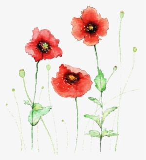 Visit - Watercolor Red Flower Painting