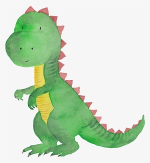 Green Hand Drawn Cartoon Dinosaur Transparent - Dinosaur Birthday Card
