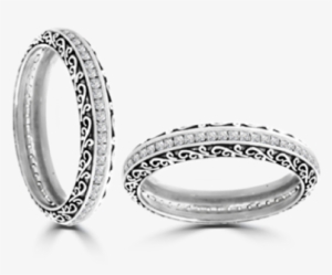 Grecian Lace Diamond Wedding Ring - Titanium Ring