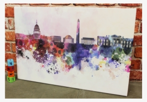City Skylines - Umbrellas Washington Dc Watercolor