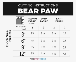 Cutting Chart Bear Quilt Block - Bear