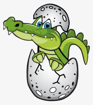 Gator In His Egg - Clip Art
