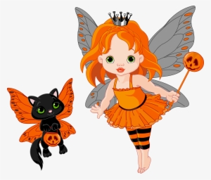 Transparent Halloween Fairy And Cat 0 Cliparts - Fairy Vector Free Download