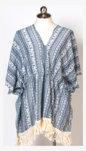 2038 Navy Tribal Drawstring Top - Cardigan